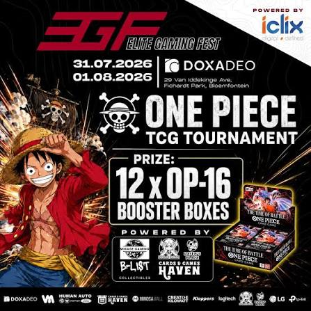 Elite Gaming Fest One Piece TCG Tournament — 31 July & 1 August 2026 at Doxadeo, Bloemfontein