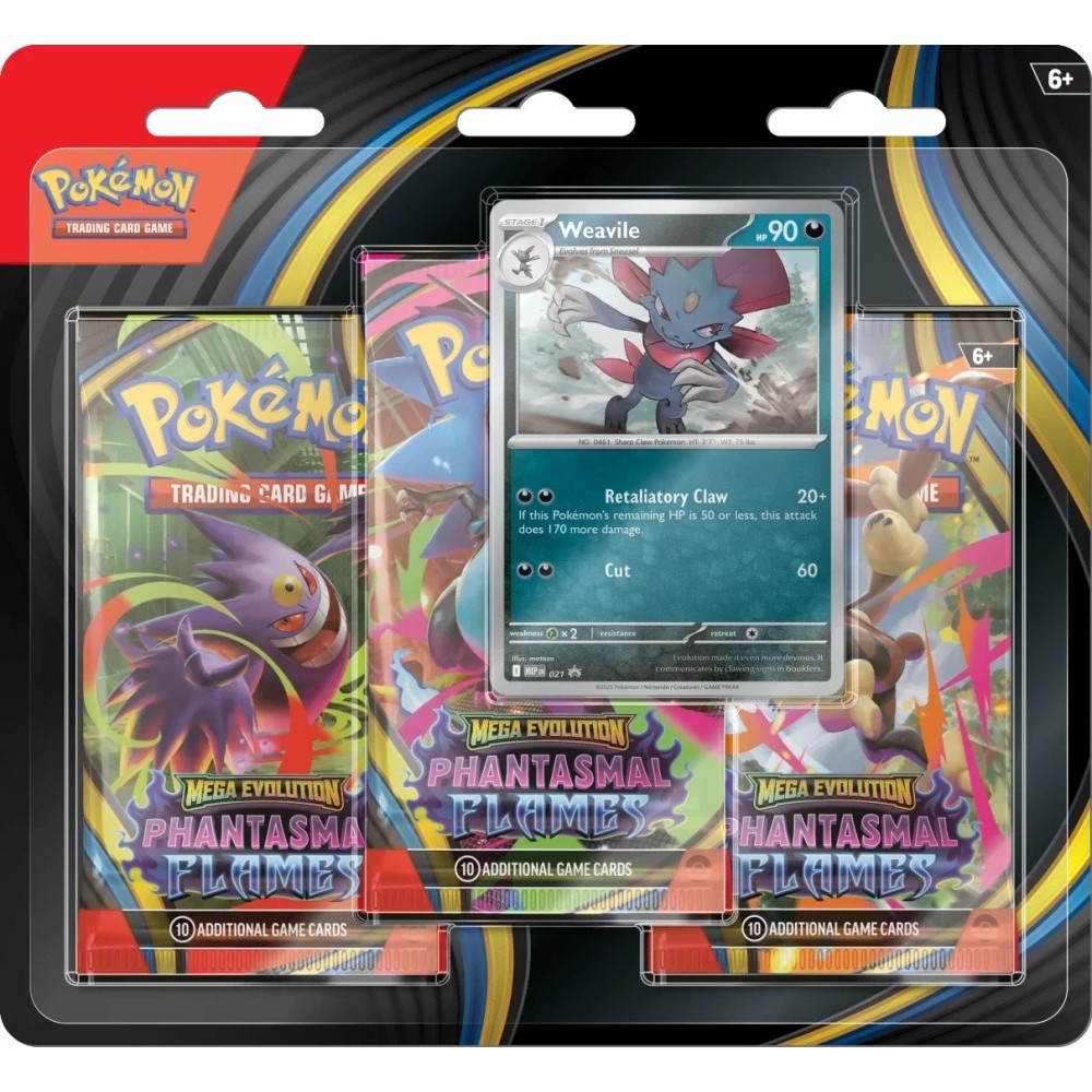 POKÉMON: MEGA EVOLUTION—PHANTASMAL FLAMES - 3-PACK BLISTER (Weavile)