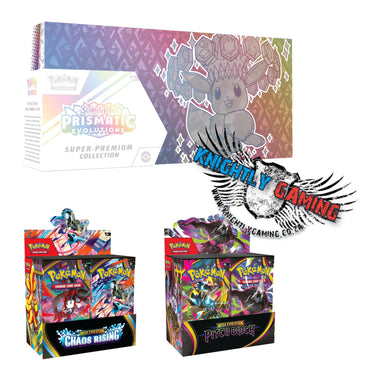Prismatic Evolutions Super-Premium Collection with Chaos Rising and Pitch Black booster boxes