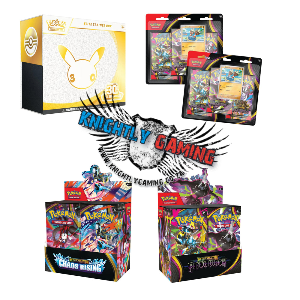 [Pre-Order] Pokémon TCG Bundle – 30th Anniversary, Chaos Rising & Pitch Black