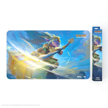 Riftbound Unleashed Poppy Keeper of the Hammer playmat and display box